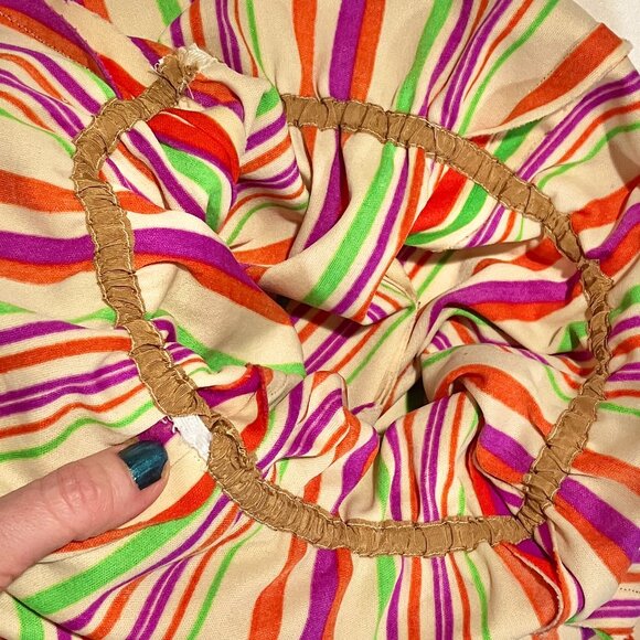 Vtg 70s wide straight leg jumpsuit straples disco colorful rainbow stripe XS S M - Picture 3 of 4